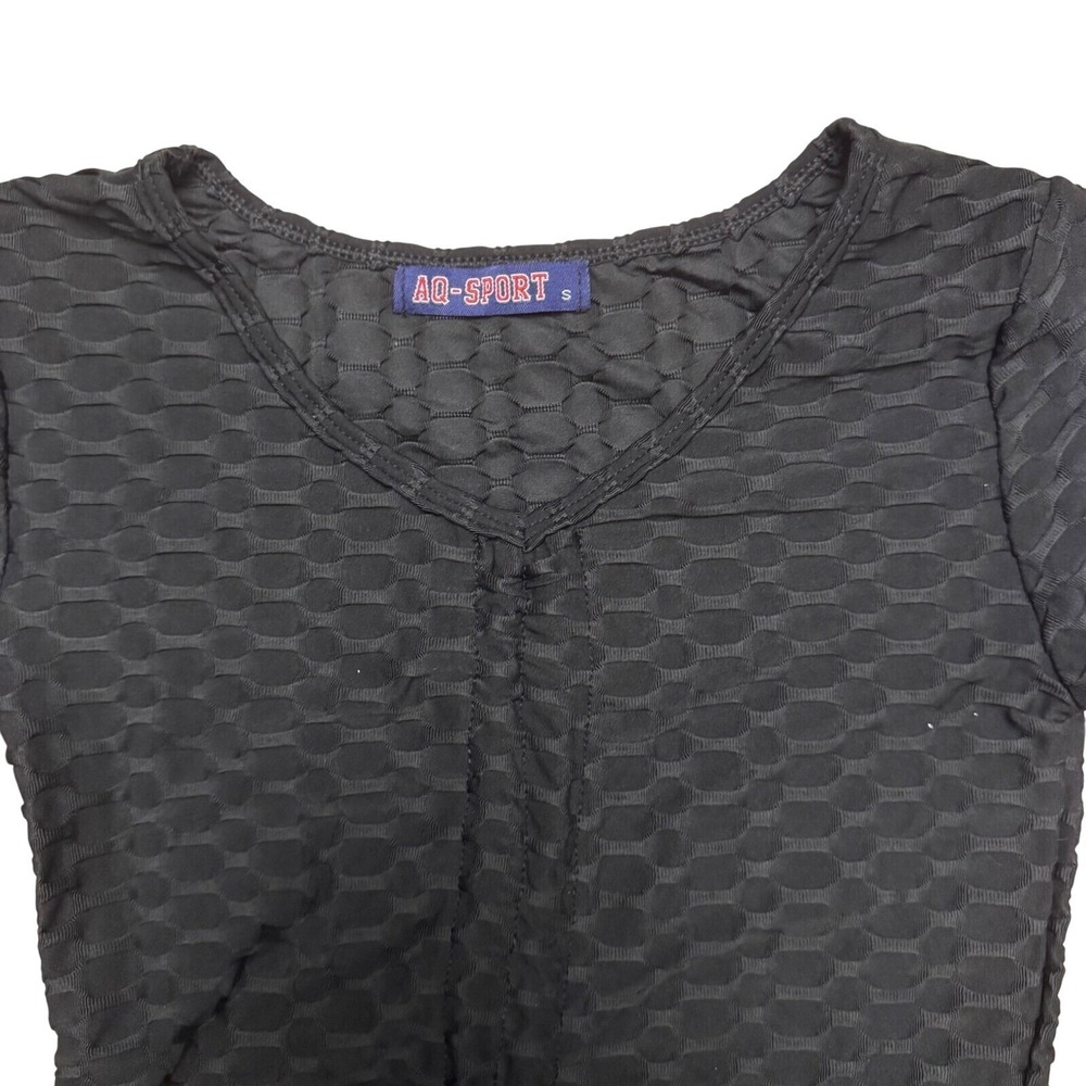 Womens Crop Top Small Cinched Front Adjustable Long Sleeve Textured Streetwear - Picture 4 of 6